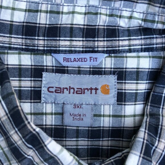 Vintage CARHARTT Button Up Shirt 3XL Men's Plaid Relaxed Fit Long Sleeve Top - Picture 5 of 10